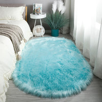 Thumbnail for Grey Pink Oval Rug Soft Fluffy Carpet Bedside Living Room Bedroom Floor