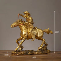 Thumbnail for Cowboy And Horse Gold Resin Crafts Sculptures and Statues Decorations