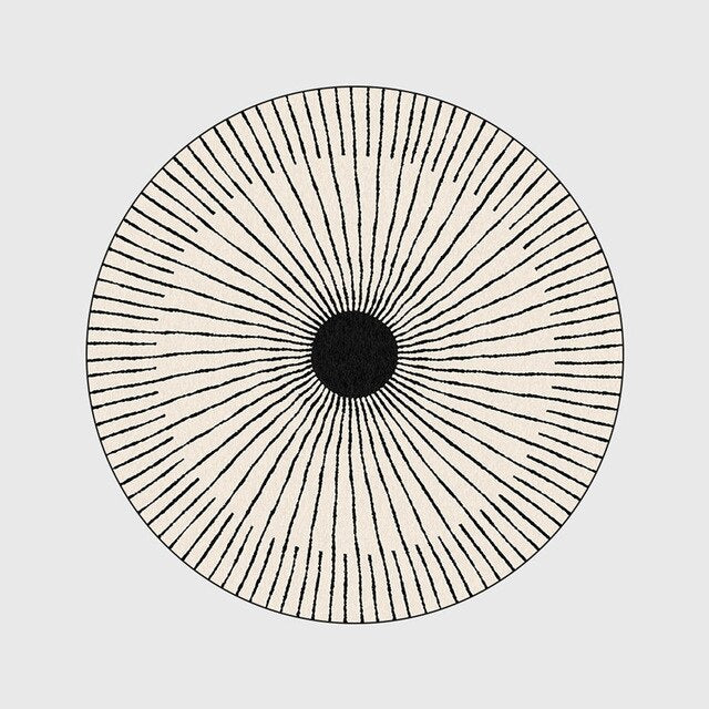 Nordic Modern Black White Circle Strip Round Geometric Rugs and Carpets