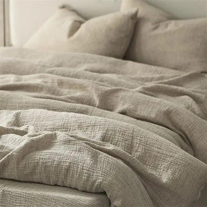Grey Plain Color Super Soft Natural Duvet Cover Set, Cotton Linen 600TC Bedding Set