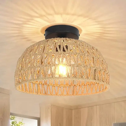 Rattan Pendant Lighting Chandelier Hanging Lamp Ceiling Handmade Home Living Decor