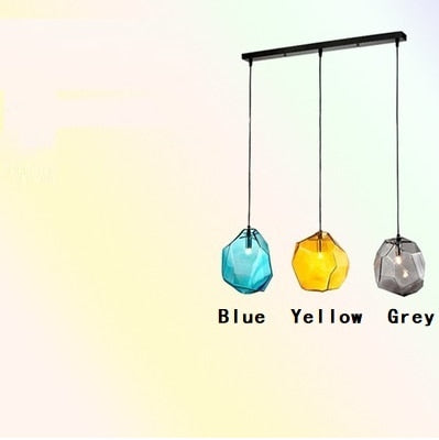 Modern Yellow Blue Stone Glass Pendant Lighting Hanging Lamp