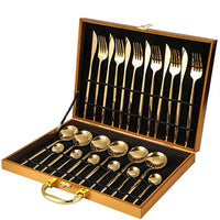 Thumbnail for Golden Silver Stainless Knife Fork Spoon 24PCS Cutlery Set Tableware Dinnerware