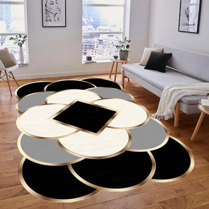 Premium Europe Gold Black Edge Carpets for Living Room Rug Kids Bedroom Large Size Area Rug Washable