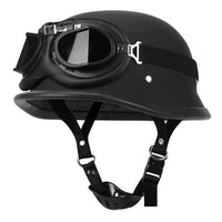 Thumbnail for Black Leather Motorcycle Helmets Open Face Half Sport