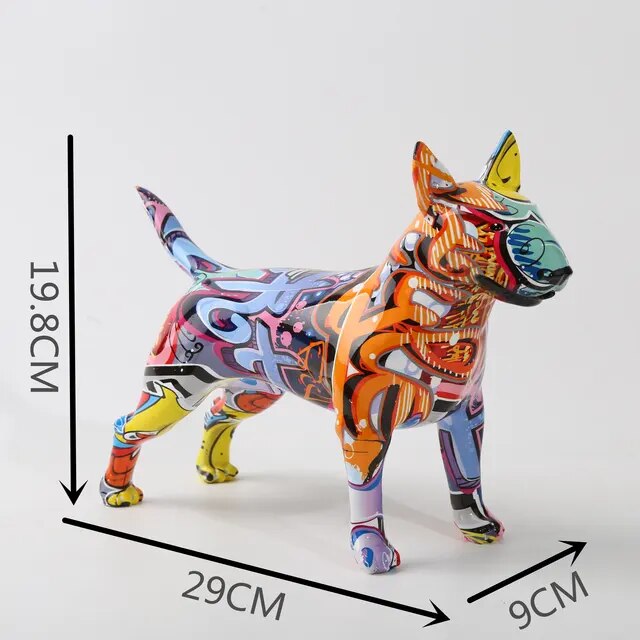 Graffiti Bullterrier Painted Sculptures and Statues Office Decor Resin Crafts