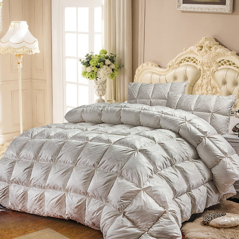 White Goose Down Quilt luxury quilting Duvet winter Comforter linens Twin/Queen/King Bedroom