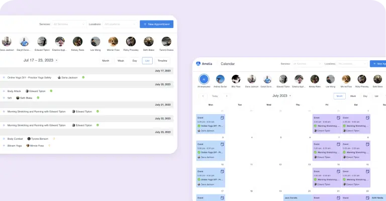 Calendar and list view