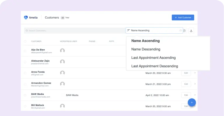 Manage the database of your customers